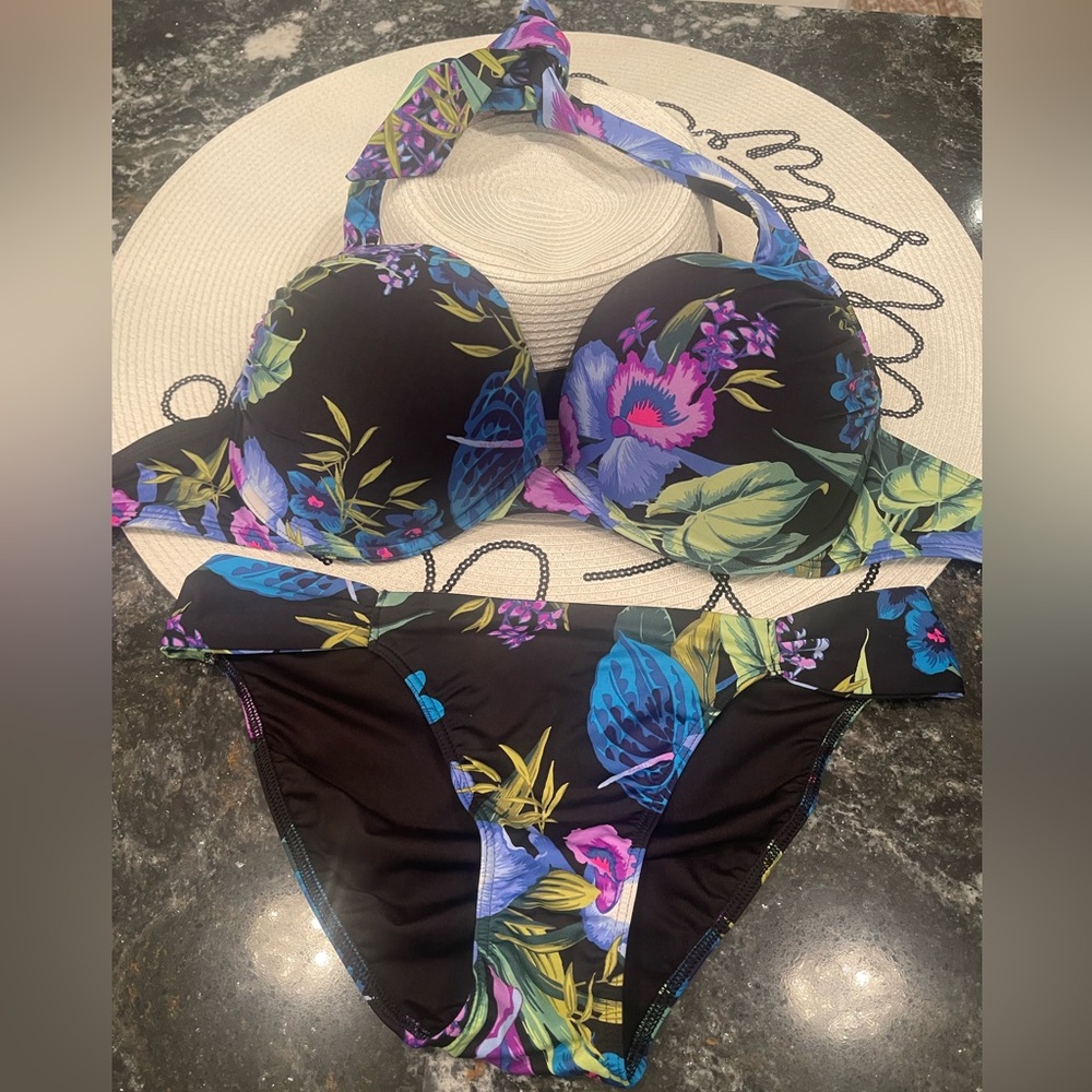 Floral Black Bikini Set